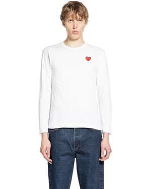 COMME DES GARÇONS PLAY Heart Cotton Long Sleeve T-Shirt - White