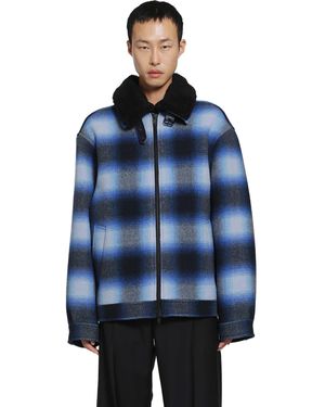 Balenciaga Flannel Bomber Jacket - Blue