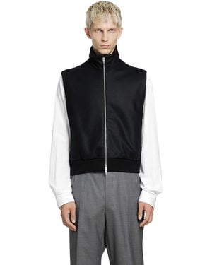 Jil Sander Wool Melton Padded Vest - Black