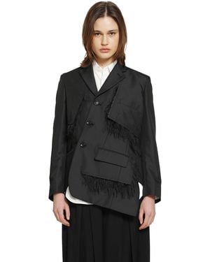 Comme des Garçons Single-Breasted Blazer With Frayed Trim - Black