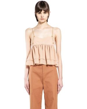 Chloé Sleeveless Ruffle Top - Natural