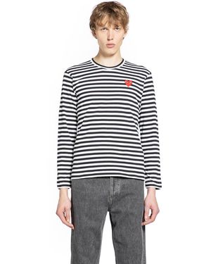 COMME DES GARÇONS PLAY Heart Striped Cotton Long Sleeve T-Shirt - White