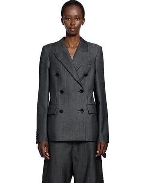 Balenciaga Wool Denim Twill Double-Breasted Blazer - Black
