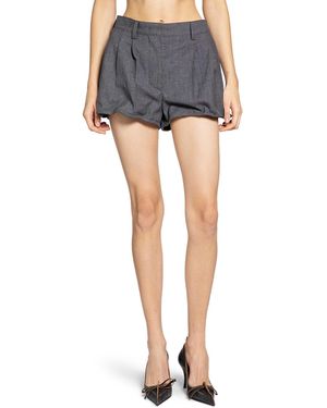 Prada Grisaille And Antiqued Satin Shorts - Blue