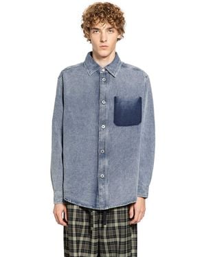 Loewe Cotton Linen Long Sleeve Shirt - Blue