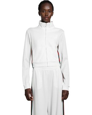 Gucci Cropped Cotton Rib Jersey Track Jacket - White