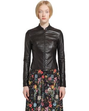 Gucci Light Stretch Leather Zip Jacket - Black
