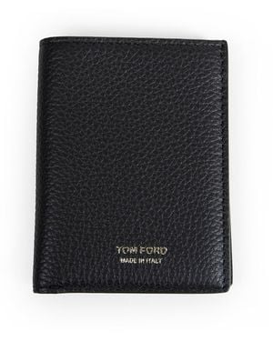 Tom Ford Grained Leather Folding Card Holder - Black