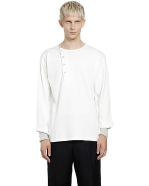 TAIGA TAKAHASHI Lot 618 Side Henry Neck T-Shirt - White