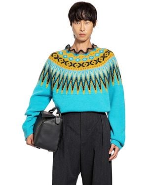 Loewe Crewneck Sweater Wool Mohair Blend - Blue