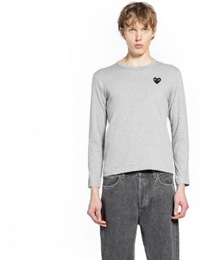 COMME DES GARÇONS PLAY Heart Cotton Long Sleeve T-Shirt - Grey