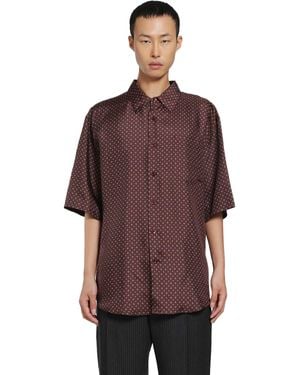 Saint Laurent Hexagon Silk Twill Shirt - Brown