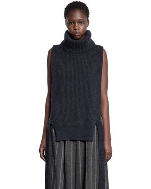 Uma Wang Sleeveless High Neck Knitted Top - Black