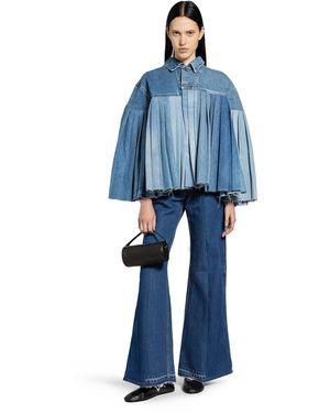 E.L.V. Denim Pleated Denim Cape - Blue