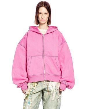 Acne Studios Signature Logo Zip-Up Hoodie - Pink