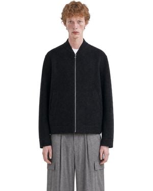 Harris Wharf London Boiled Wool Bomber Jacket - Black