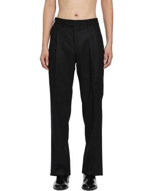 SALON C. LUNDMAN Double Pleat Flannel Trousers - Black