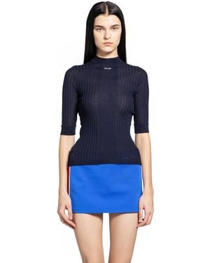 Miu Miu Ribbed-Knit Wool Top - Blue