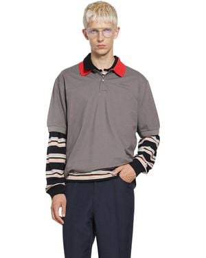 Marni Polo Shirt With Contrast Trims - Gray