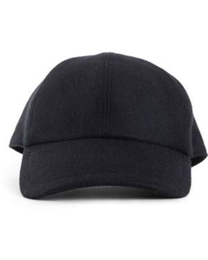 Destin Diagonal Wool Cashmere Canvas Cap - Black