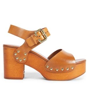 Chloé Jeannette Wedge Clogs - Brown