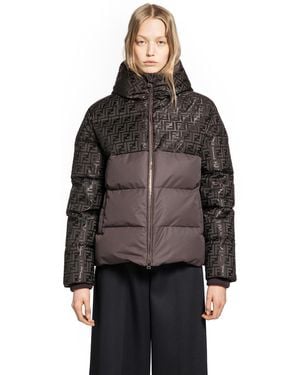 Fendi Ff Nylon Down Jacket - Brown