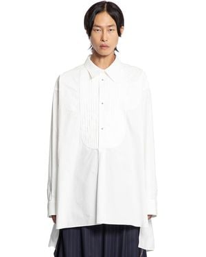 Hed Mayner Cotton Poplin Shirt With Bib - White