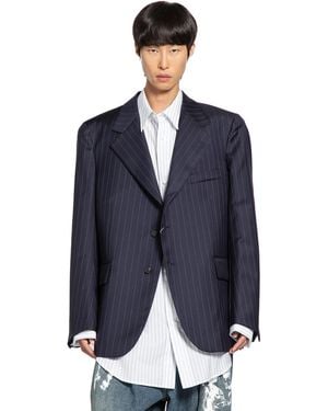 Hed Mayner Pinstriped Wool Blazer - Blue
