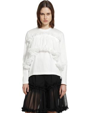 Noir Kei Ninomiya Tulle Long Sleeve T-Shirt - White