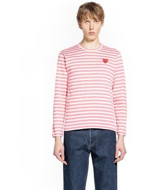 COMME DES GARÇONS PLAY Heart Striped Cotton Long Sleeve T-Shirt - Red