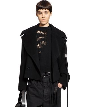 Ann Demeulemeester Ulrica Peacoat In Wool Felt - Black