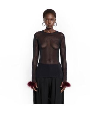 Mugler Top Marabou - Black
