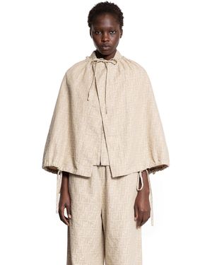 Fendi Ff Chambray Denim Cape - Natural