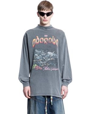 Balenciaga Tbilisi Tubular Long Sleeve Large T-Shirt in Grey