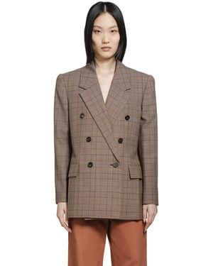 Chloé Checked Wool Blazer - Brown
