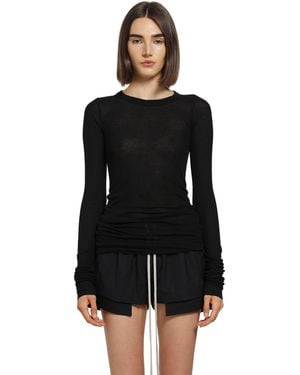 Rick Owens Tower Rib Ls T - Black