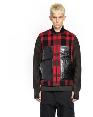Junya Watanabe Check Wool Bomber Vest - Red