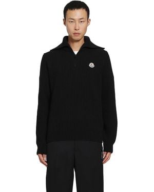 Moncler Logo Rib Turtleneck Sweater - Black