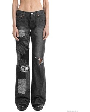 Junya Watanabe Patchwork Flared Jeans - Grey