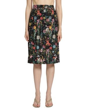 Gucci Printed Silk Midi Skirt - Black