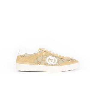 Gucci G75 Gg Canvas & Suede Trainer - Natural