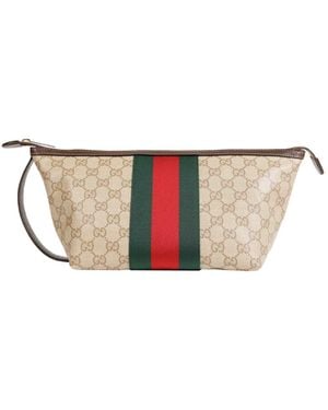 Gucci Megaweb Gg Canvas Small Toiletry Case - Natural