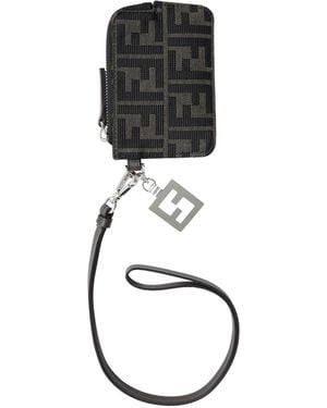 Fendi Jacquard Card Holder - Black