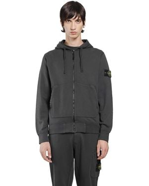 Stone Island 6100061 Zip-Up Hoodie - Black