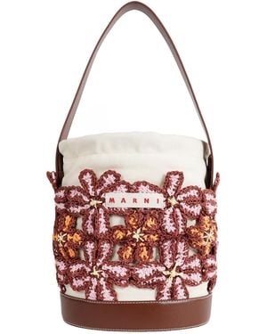 Marni Flower Bucket Bag - Red