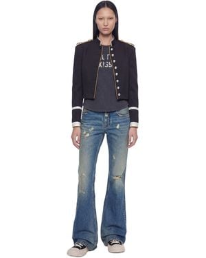 Ann Demeulemeester Floor Micro 'Electric Kiss' T-Shirt - Blue