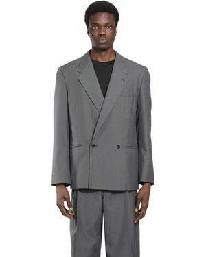 Lemaire Double-Breasted Tailored Blazer - Grey