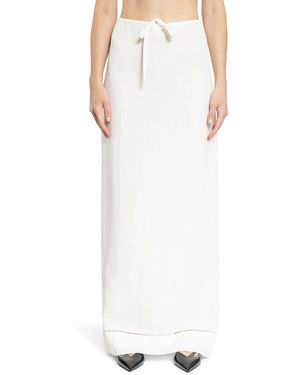 Prada Embroidered Linen Maxi Skirt - White