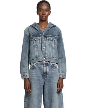 Alaïa Hooded Denim Jacket - Blue