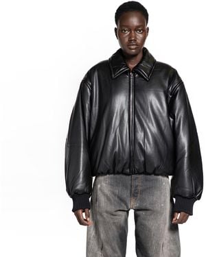Acne Studios Faux Leather Bomber Jacket - Black